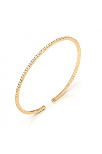 Bracelet flexible or et diamants